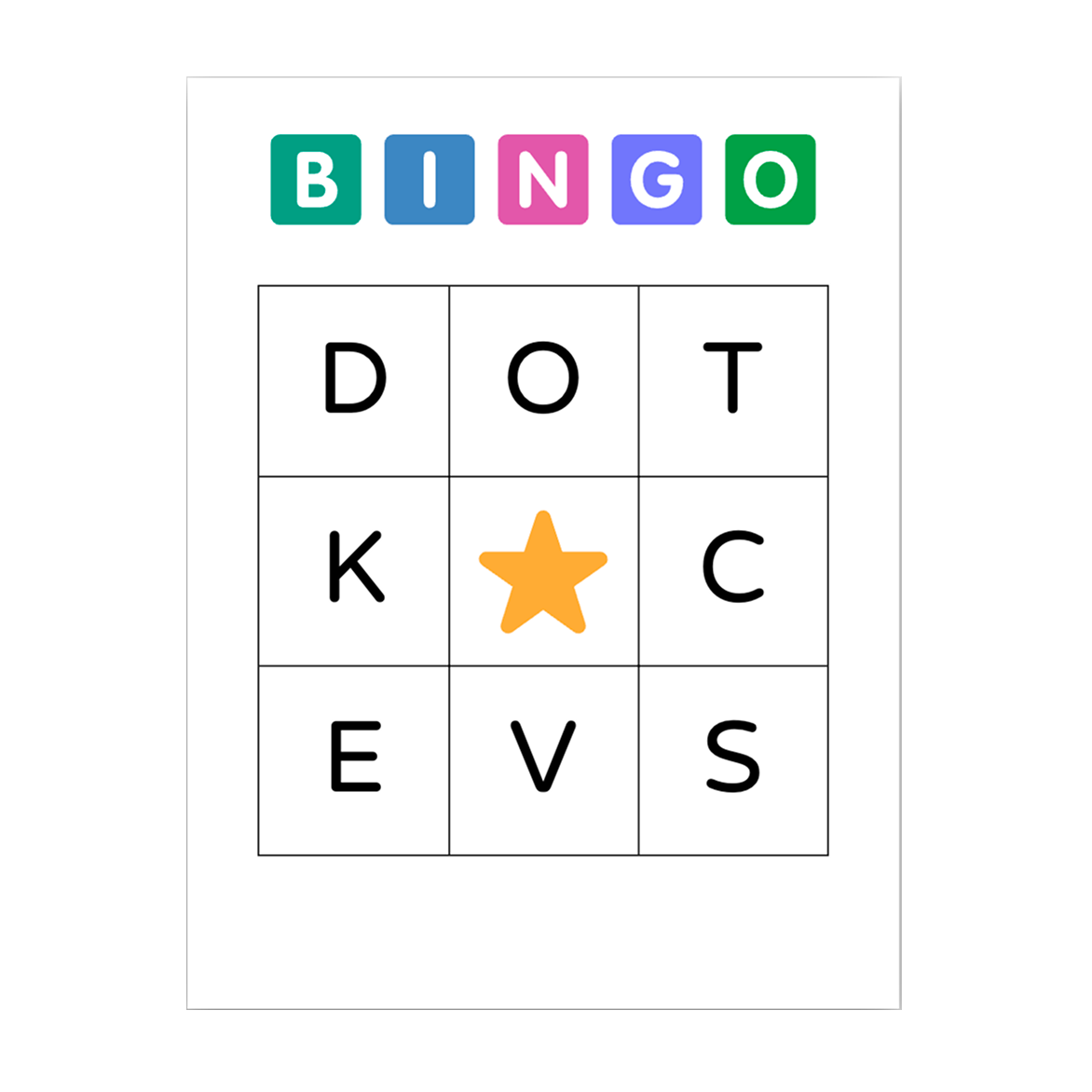 Alphabet Bingo Card made with the Alphabet Bingo Card Generator