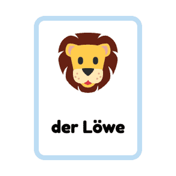 German Animals flashcards example printable flashcard