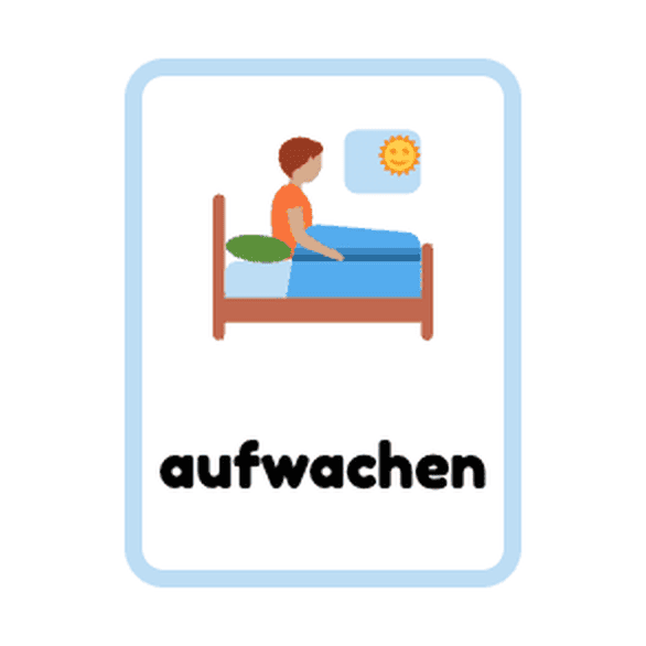 German Daily Routine flashcards example printable flashcard