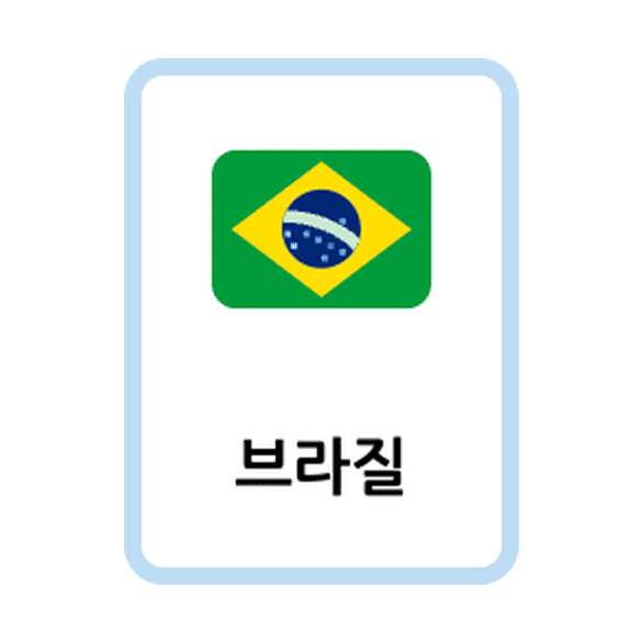 Korean Countries flashcards example printable flashcard