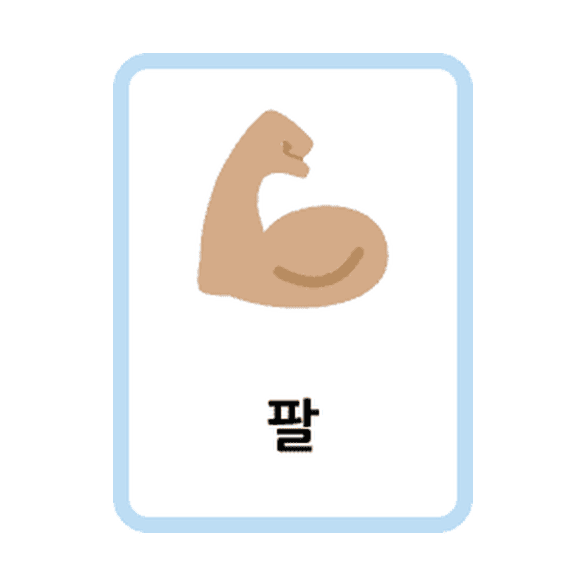 Korean Parts of the Body flashcards example printable flashcard
