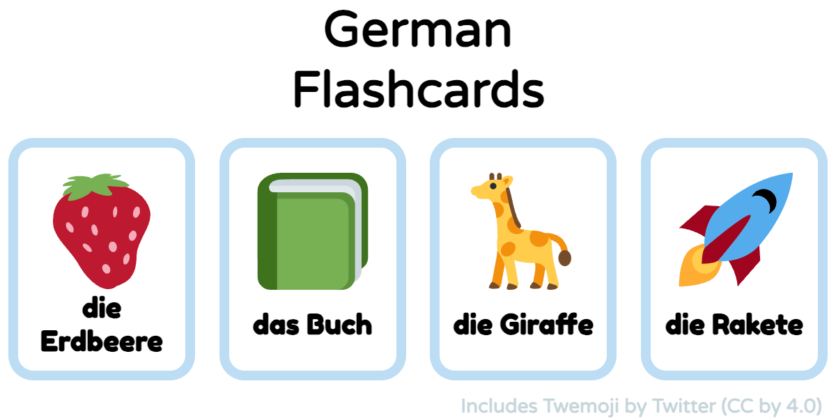 German Online & Printable Flashcards - Free Prints & PDFs | Emoji Flashcards