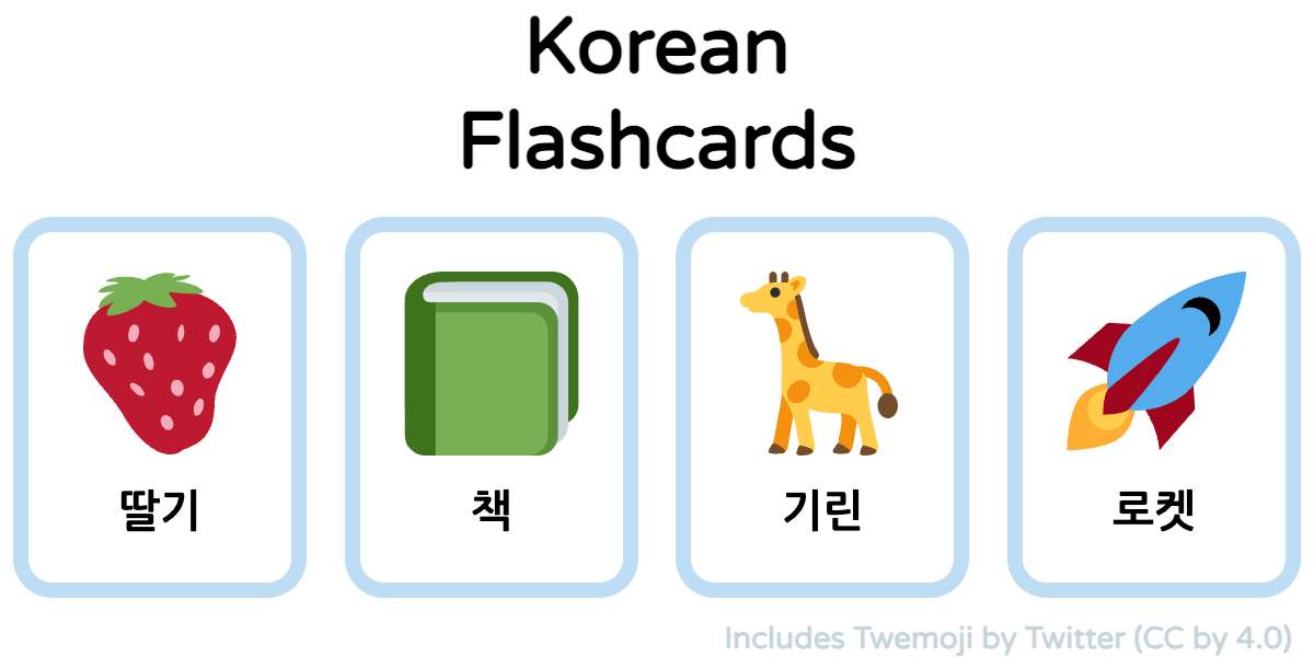 Korean Online & Printable Flashcards - Free Prints & PDFs | Emoji ...