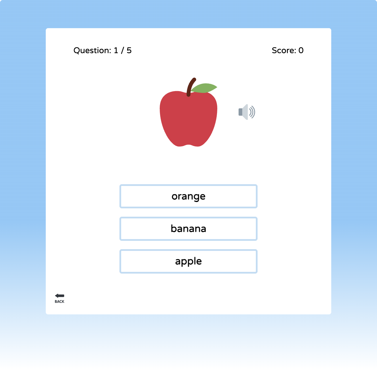 Example quiz screen