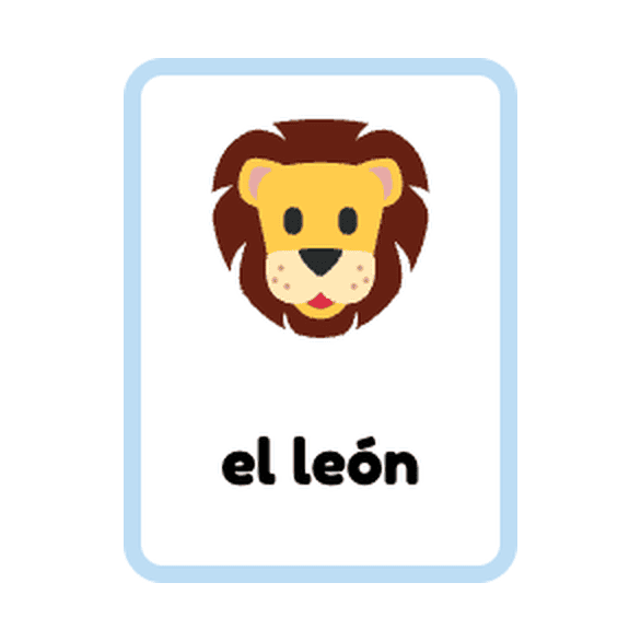 Spanish Animals flashcards example printable flashcard