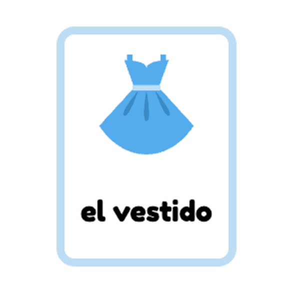 Spanish Clothes flashcards example printable flashcard