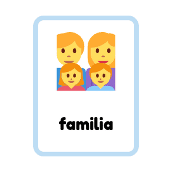 Spanish Family flashcards example printable flashcard