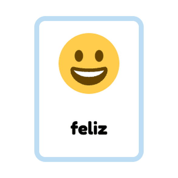 Spanish Feelings flashcards example printable flashcard