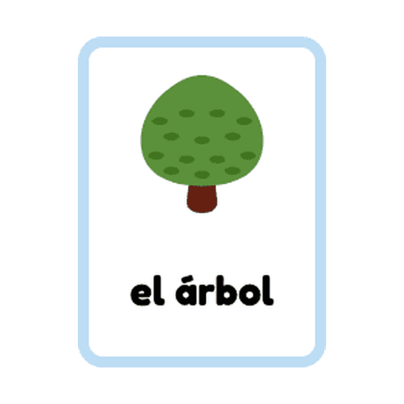 Spanish Nature flashcards example printable flashcard