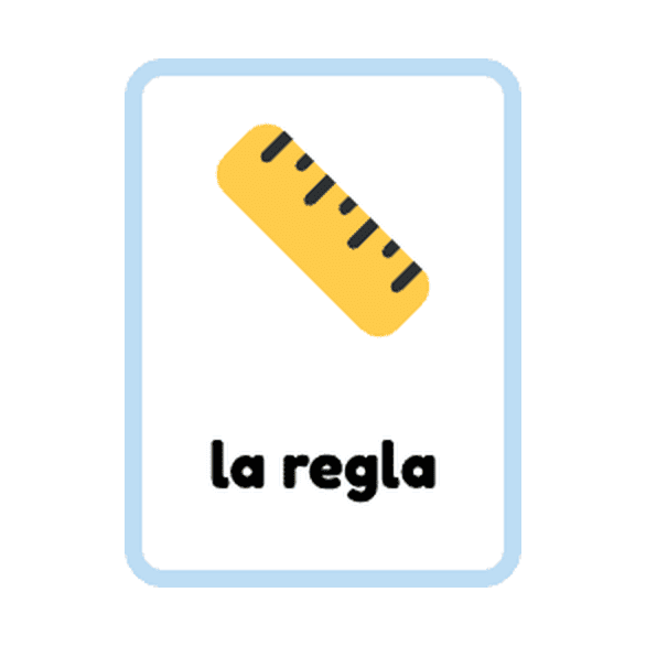 Spanish School Things flashcards example printable flashcard