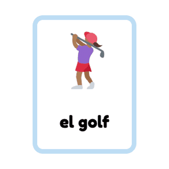Spanish Sports flashcards example printable flashcard