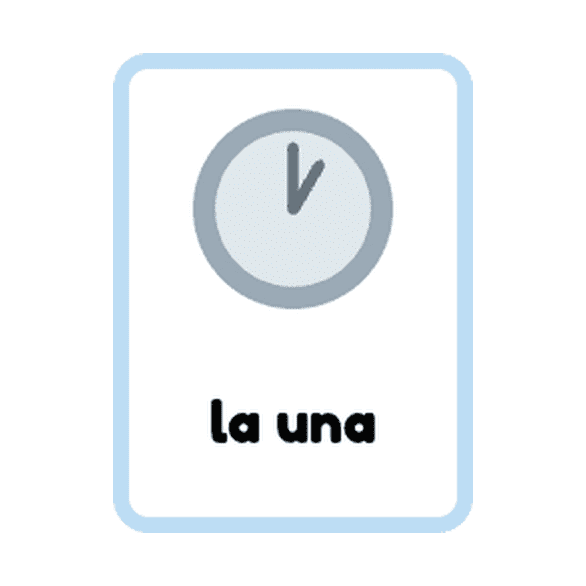 Spanish Time flashcards example printable flashcard
